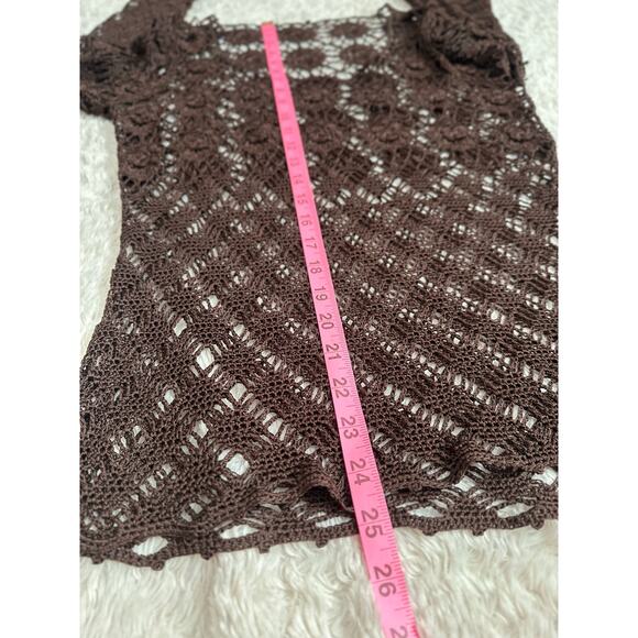 Y2K Vintage The Limited Womens Crochet Top M / L Brown Open Knit Boho Whimsigoth - Picture 3 of 8